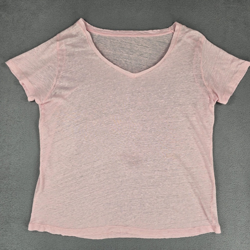 Lightweight Sheer Shirt Womens Medium Pink See Thru Short Sleeve Tee Top Jersey